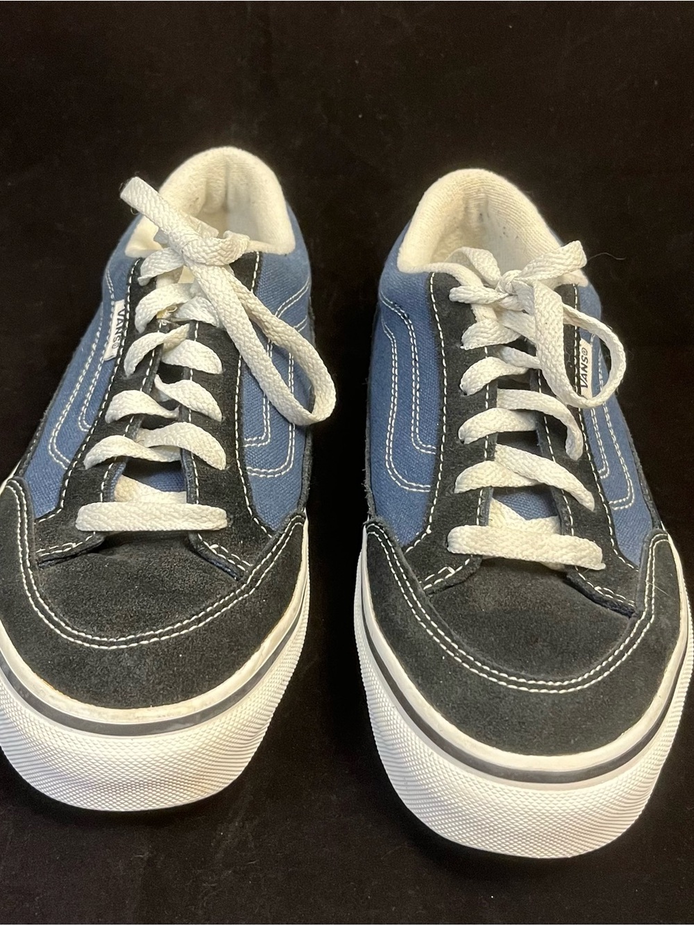 Vans Bearcat Navy Blue and Black Low Top Sneakers 7.5